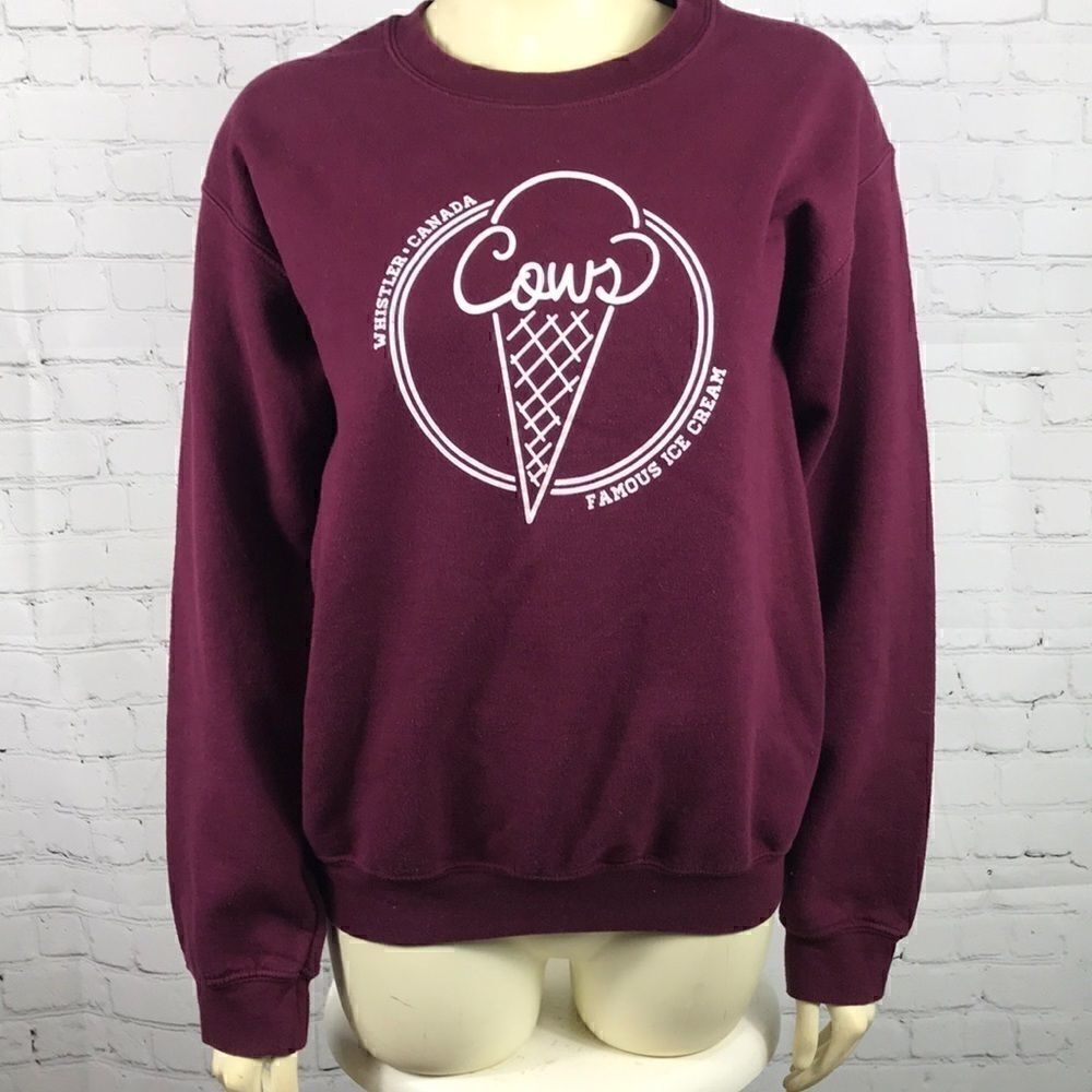 Cows Whistler B.C. Sweatshirt Maroon sz Small EUC